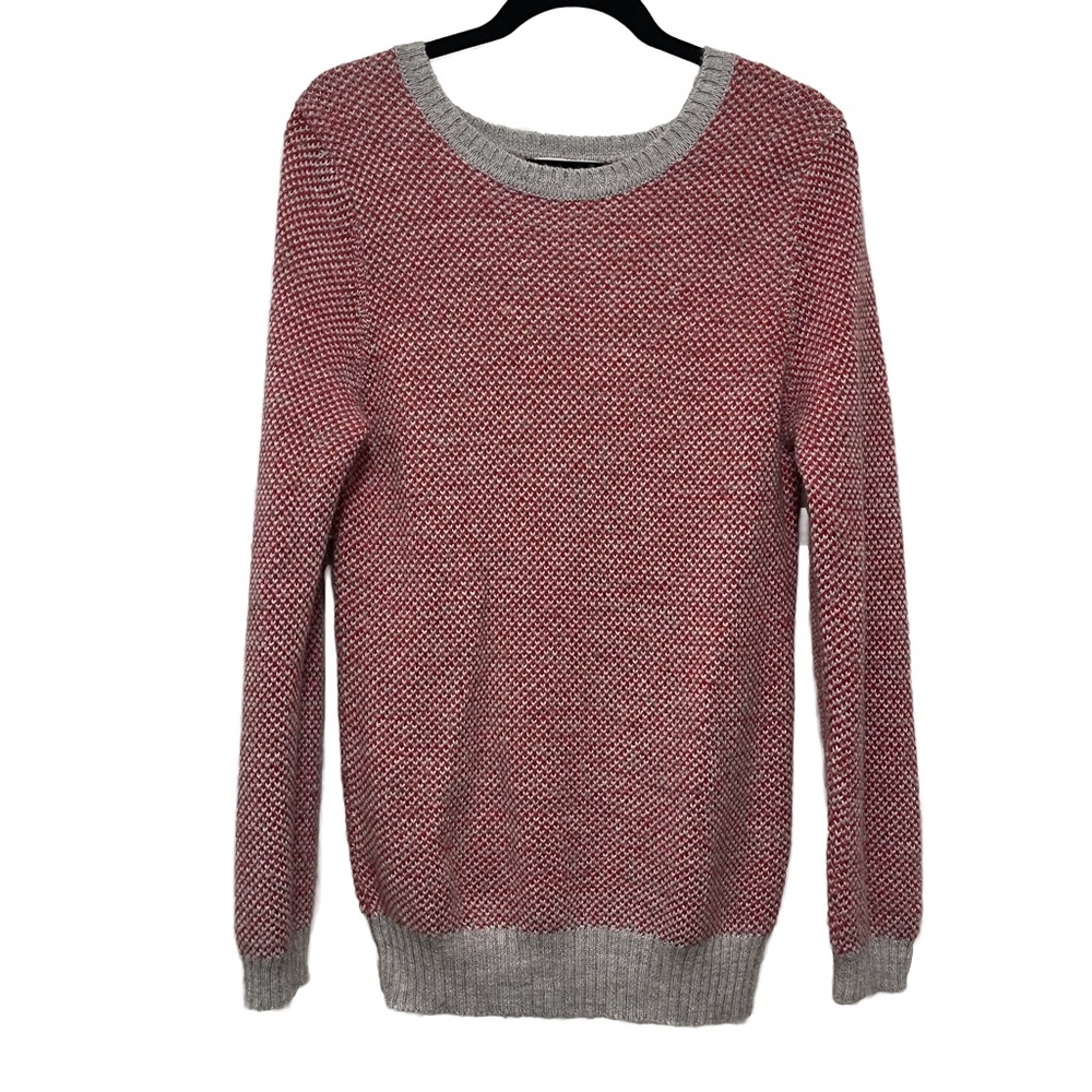 Marine Layer Red Grey Gray Alpaca Wool Blend Birdseye Knit Sweater M